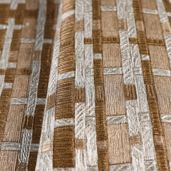 Luxury Brown Striped Stripe 3D Embossed Wallpaper, Premium Non-Woven Wall Covering, 41.7"W x 614"H, Washable Removable for Li