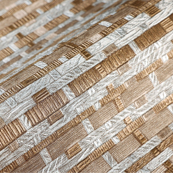 Luxury Brown Striped Stripe 3D Embossed Wallpaper, Premium Non-Woven Wall Covering, 41.7"W x 614"H, Washable Removable for Li