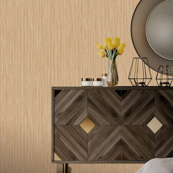 Luxury Brown Striped Stripe 3D Embossed Wallpaper, Premium Non-Woven Wall Covering, 41.7"W x 614"H, Washable Removable for Li