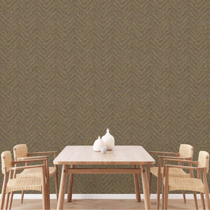 Luxury Brown Chevron Geometric Wallpaper, Glam Non-Woven Wall Covering, 41.7"W x 398"H, Washable Removable for Living Room Be