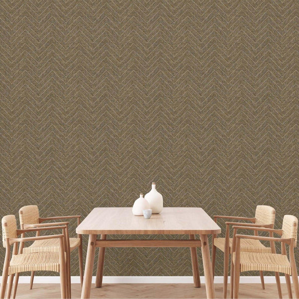 Luxury Brown Chevron Geometric Wallpaper, Glam Non-Woven Wall Covering, 41.7"W x 398"H, Washable Removable for Living Room Be