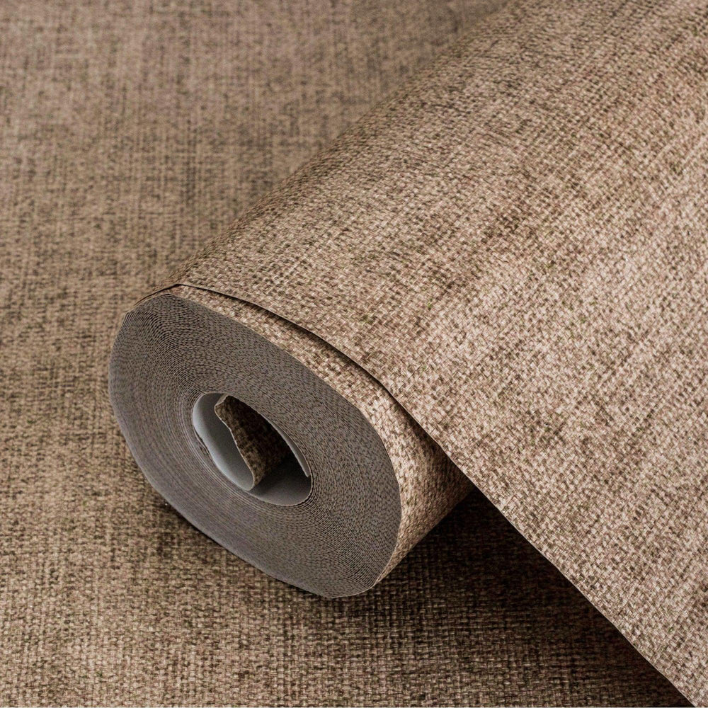 Luxury Brown Fabric Textured Wallpaper, Premium Non-Woven Wall Covering, 41.7"W x 398"H, Washable Removable for Living Room B