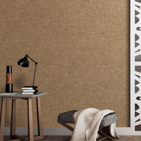 Luxury Brown Fabric Textured Wallpaper, Premium Non-Woven Wall Covering, 41.7"W x 398"H, Washable Removable for Living Room B