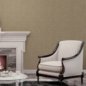 Luxury Brown Geometric Textured Wallpaper, Premium Non-Woven Wall Covering, 41.7"W x 398"H, Washable Removable for Living Roo