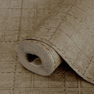 Luxury Brown Geometric Textured Wallpaper, Premium Non-Woven Wall Covering, 41.7"W x 398"H, Washable Removable for Living Roo