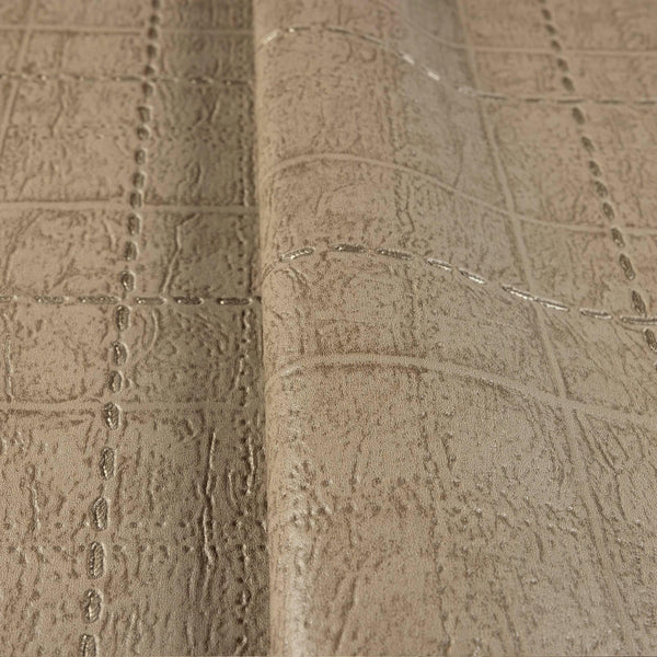 Luxury Brown Geometric Textured Wallpaper, Premium Non-Woven Wall Covering, 41.7"W x 398"H, Washable Removable for Living Roo
