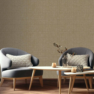 Luxury Brown Geometric Textured Wallpaper, Premium Non-Woven Wall Covering, 41.7"W x 398"H, Washable Removable for Living Roo