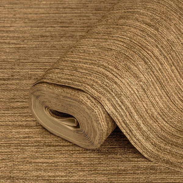 Luxury Brown Striped Stripe Textured Wallpaper, Premium Non-Woven Wall Covering, 41.7"W x 614"H, Washable Removable for Livin
