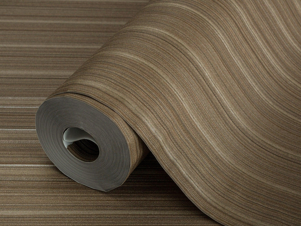 Luxury Brown Fabric Striped 3D Embossed Wallpaper, Traditional Non-Woven Wall Covering, 41.7"W x 614"H, Washable Removable fo