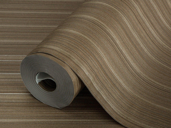Luxury Brown Fabric Striped 3D Embossed Wallpaper, Traditional Non-Woven Wall Covering, 41.7"W x 614"H, Washable Removable fo