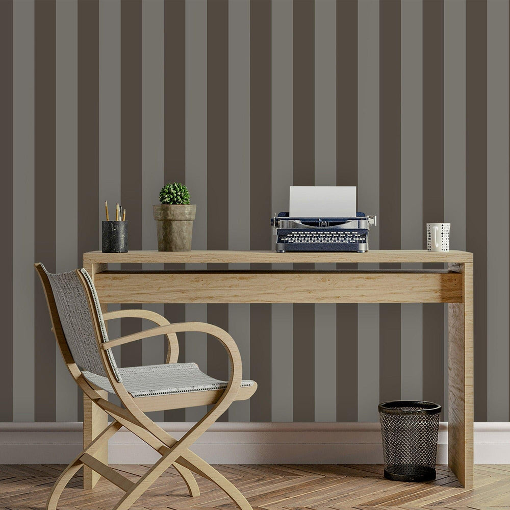 Luxury Brown Striped Stripe Textured Wallpaper, Premium Non-Woven Wall Covering, 41.7"W x 614"H, Washable Removable for Livin