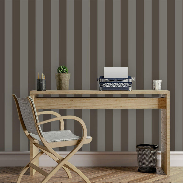 Luxury Brown Striped Stripe Textured Wallpaper, Premium Non-Woven Wall Covering, 41.7"W x 614"H, Washable Removable for Livin