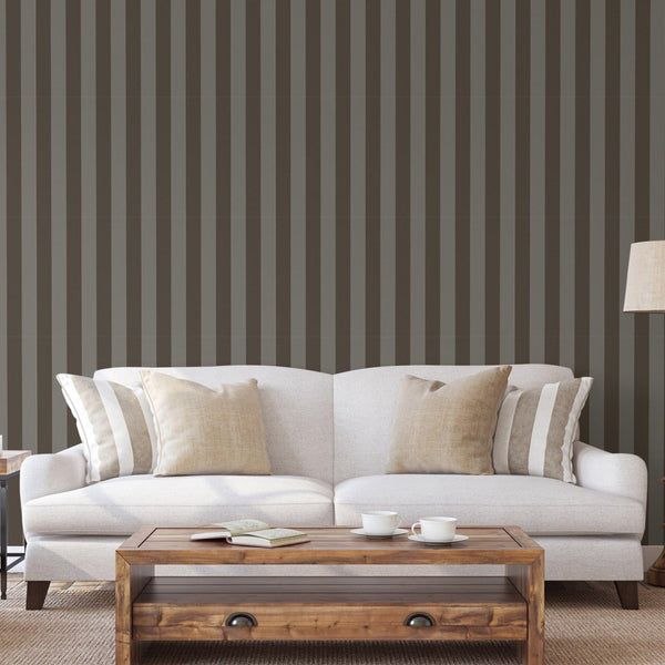 Luxury Brown Striped Stripe Textured Wallpaper, Premium Non-Woven Wall Covering, 41.7"W x 614"H, Washable Removable for Livin
