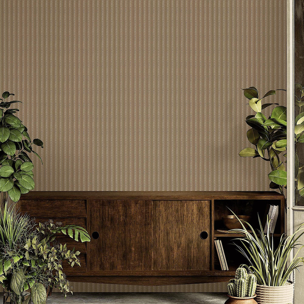 Luxury Brown Chevron Embossed 3D Embossed Wallpaper, Country Non-Woven Wall Covering, 41.7"W x 614"H, Washable Removable for 