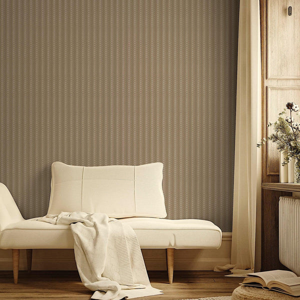 Luxury Brown Chevron Embossed 3D Embossed Wallpaper, Country Non-Woven Wall Covering, 41.7"W x 614"H, Washable Removable for 