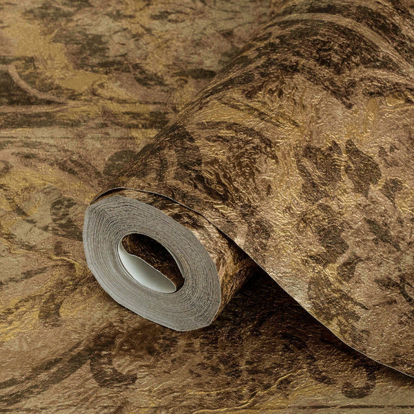 Luxury Brown Damask Abstract Textured Wallpaper, Boho Non-Woven Wall Covering, 41.7"W x 398"H, Washable Removable for Living 