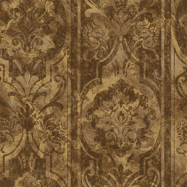 Luxury Brown Damask Abstract Textured Wallpaper, Boho Non-Woven Wall Covering, 41.7"W x 398"H, Washable Removable for Living 