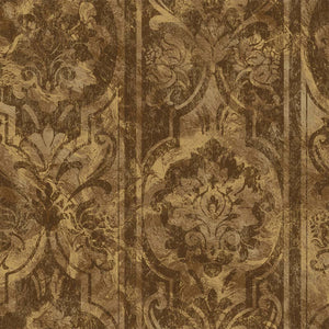 Luxury Brown Damask Abstract Textured Wallpaper, Boho Non-Woven Wall Covering, 41.7"W x 398"H, Washable Removable for Living 