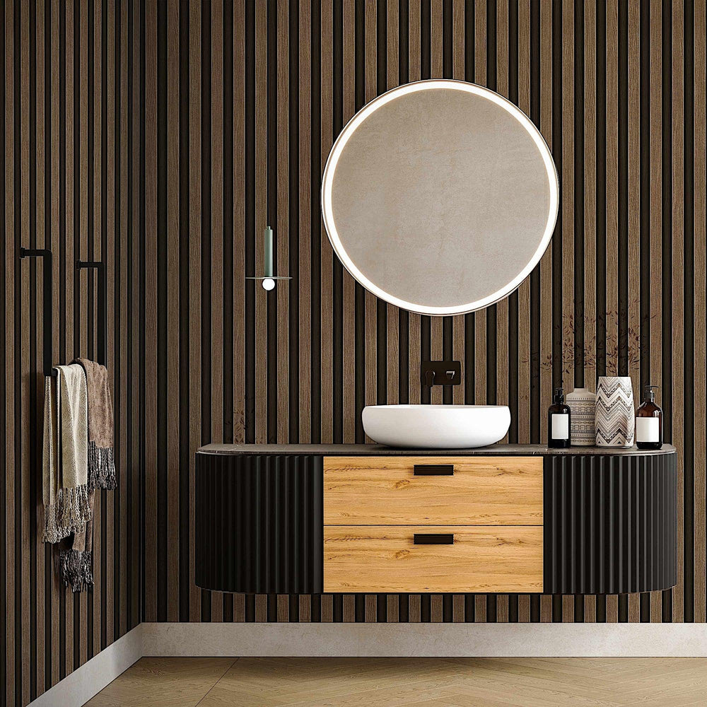 Luxury Black Abstract Wood 3D Embossed Wallpaper, Boho Non-Woven Wall Covering, 41.7"W x 614"H, Washable Removable for Living