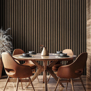Luxury Black Abstract Wood 3D Embossed Wallpaper, Boho Non-Woven Wall Covering, 41.7"W x 614"H, Washable Removable for Living
