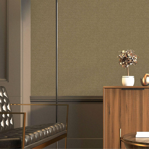 Luxury Brown Fabric Textured Wallpaper, Premium Non-Woven Wall Covering, 41.7"W x 398"H, Washable Removable for Living Room B