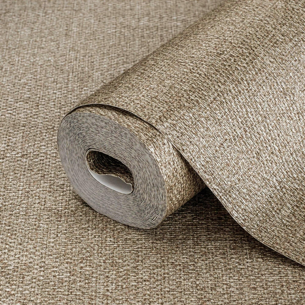 Luxury Brown Fabric Textured Wallpaper, Premium Non-Woven Wall Covering, 41.7"W x 398"H, Washable Removable for Living Room B
