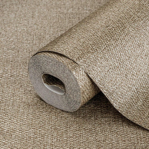 Luxury Brown Fabric Textured Wallpaper, Premium Non-Woven Wall Covering, 41.7"W x 398"H, Washable Removable for Living Room B