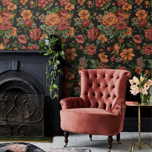 Luxury Black Floral Embossed 3D Embossed Wallpaper, Premium Non-Woven Wall Covering, 41.7"W x 614"H, Washable Removable for L