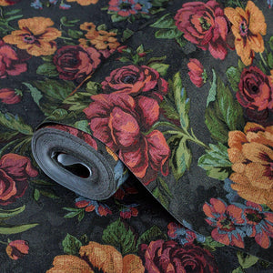 Luxury Black Floral Embossed 3D Embossed Wallpaper, Premium Non-Woven Wall Covering, 41.7"W x 614"H, Washable Removable for L