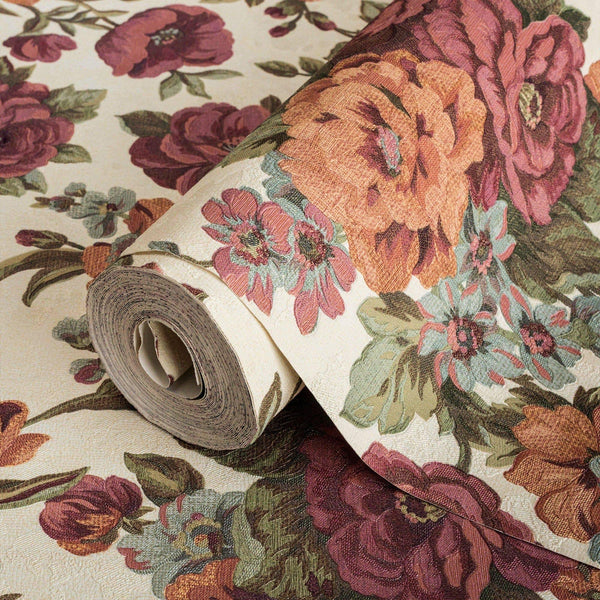 Luxury Ivory Floral Embossed 3D Embossed Wallpaper, Boho Non-Woven Wall Covering, 41.7"W x 614"H, Washable Removable for Livi