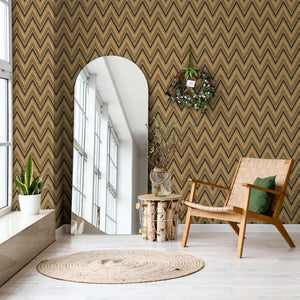 Luxury Brown Chevron Geometric Wallpaper, Boho Non-Woven Wall Covering, 41.7"W x 614"H, Washable Removable for Living Room Be