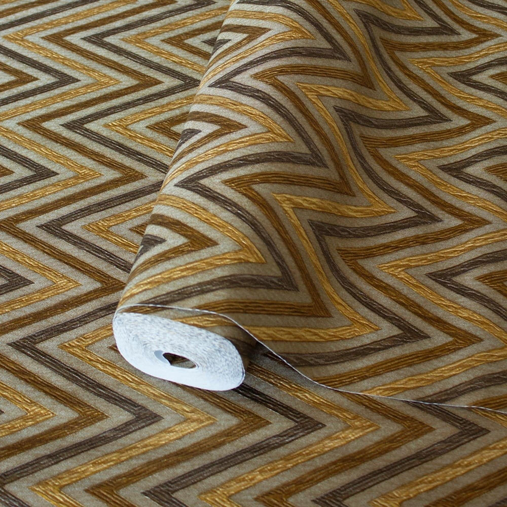 Luxury Brown Chevron Geometric Wallpaper, Boho Non-Woven Wall Covering, 41.7"W x 614"H, Washable Removable for Living Room Be