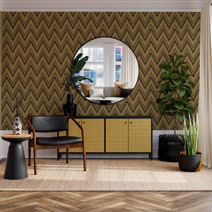 Luxury Brown Chevron Geometric Wallpaper, Boho Non-Woven Wall Covering, 41.7"W x 614"H, Washable Removable for Living Room Be