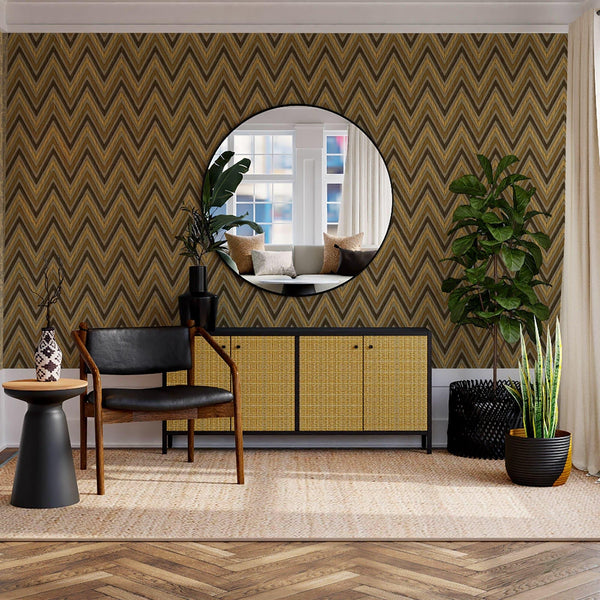 Luxury Brown Chevron Geometric Wallpaper, Boho Non-Woven Wall Covering, 41.7"W x 614"H, Washable Removable for Living Room Be