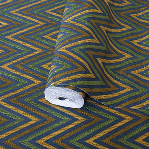 Luxury Blue Chevron Geometric Wallpaper, Traditional Non-Woven Wall Covering, 41.7"W x 614"H, Washable Removable for Living R