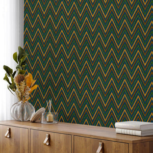 Luxury Blue Chevron Geometric Wallpaper, Traditional Non-Woven Wall Covering, 41.7"W x 614"H, Washable Removable for Living R
