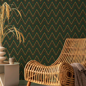 Luxury Blue Chevron Geometric Wallpaper, Traditional Non-Woven Wall Covering, 41.7"W x 614"H, Washable Removable for Living R