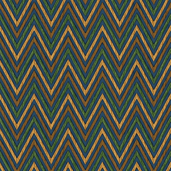 Luxury Blue Chevron Geometric Wallpaper, Traditional Non-Woven Wall Covering, 41.7"W x 614"H, Washable Removable for Living R
