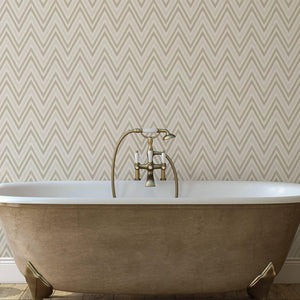 Luxury Beige Chevron Geometric Wallpaper, Coastal Non-Woven Wall Covering, 41.7"W x 614"H, Washable Removable for Living Room