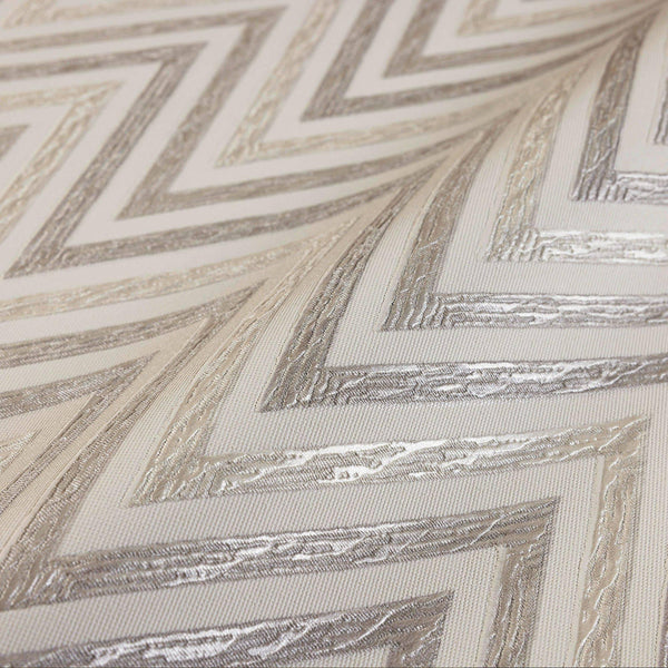 Luxury Beige Chevron Geometric Wallpaper, Coastal Non-Woven Wall Covering, 41.7"W x 614"H, Washable Removable for Living Room