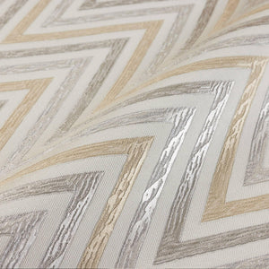 Luxury Cream Chevron Geometric Wallpaper, Contemporary Non-Woven Wall Covering, 41.7"W x 614"H, Washable Removable for Living