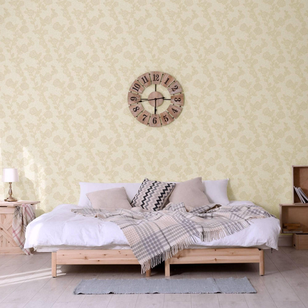 Luxury Yellow Textured Embossed 3D Embossed Wallpaper, Premium Non-Woven Wall Covering, 41.7"W x 398"H, Washable Removable fo