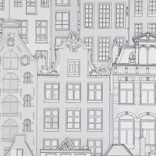 Luxury Gray Cityscape Embossed 3D Embossed Wallpaper, Traditional Non-Woven Wall Covering, 41.7"W x 398"H, Washable Removable
