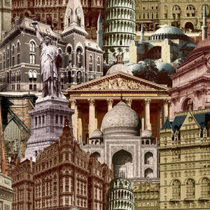Luxury Red Cityscape Textured Wallpaper, Traditional Non-Woven Wall Covering, 41.7"W x 398"H, Washable Removable for Living R