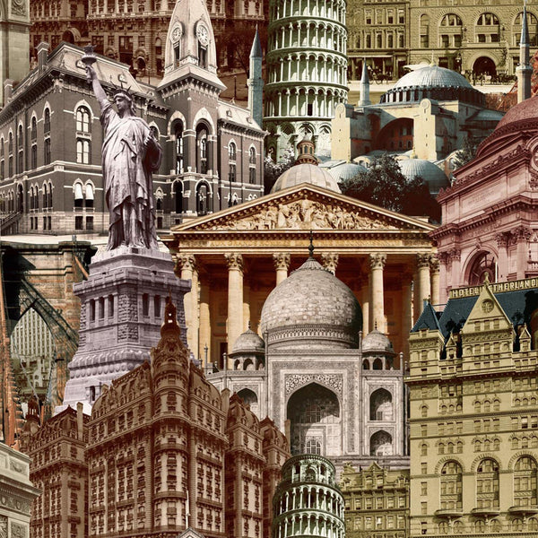 Luxury Red Cityscape Textured Wallpaper, Traditional Non-Woven Wall Covering, 41.7"W x 398"H, Washable Removable for Living R