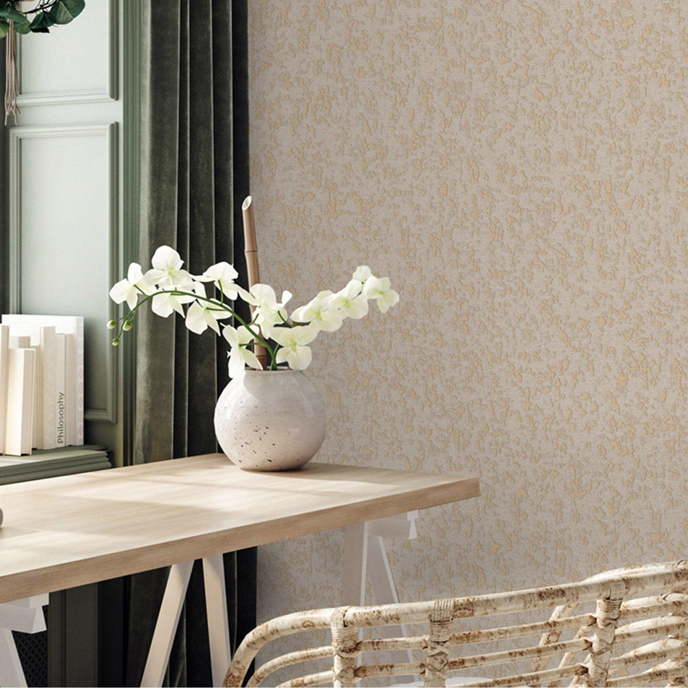 Luxury Beige Abstract Metallic 3D Embossed Wallpaper, Farmhouse Non-Woven Wall Covering, 41.7"W x 398"H, Washable Removable f