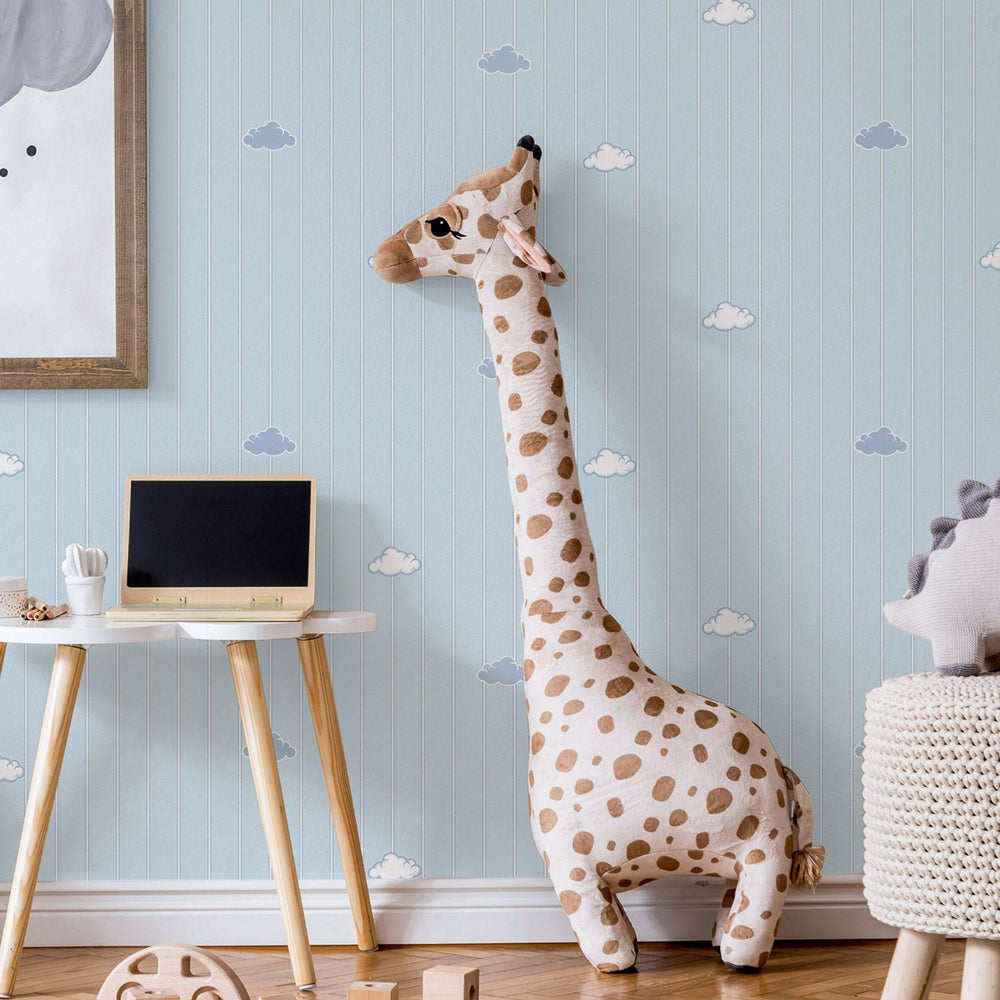 Luxury Blue Textured Wallpaper, Premium Non-Woven Wall Covering, 41.7"W x 614"H, Washable Removable for Living Room Bedroom A