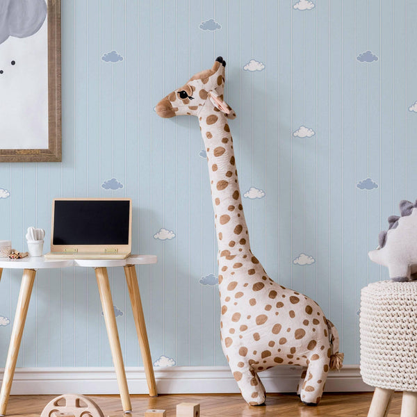 Luxury Blue Textured Wallpaper, Premium Non-Woven Wall Covering, 41.7"W x 614"H, Washable Removable for Living Room Bedroom A