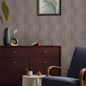 Luxury Brown Chevron Geometric 3D Embossed Wallpaper, Traditional Non-Woven Wall Covering, 41.7"W x 614"H, Washable Removable