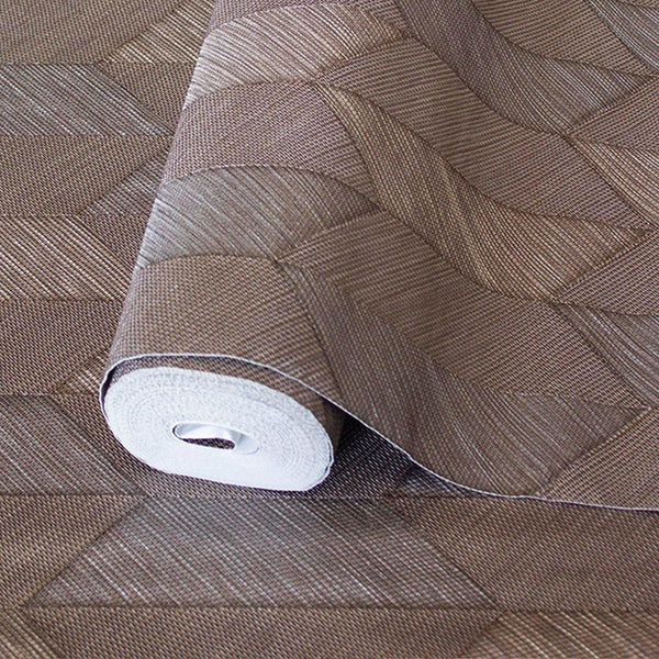 Luxury Brown Chevron Geometric 3D Embossed Wallpaper, Traditional Non-Woven Wall Covering, 41.7"W x 614"H, Washable Removable